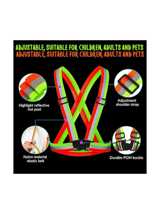 Unisex Fluorescent Elastic Suspenders Vest Reflective Stripes 1aut46