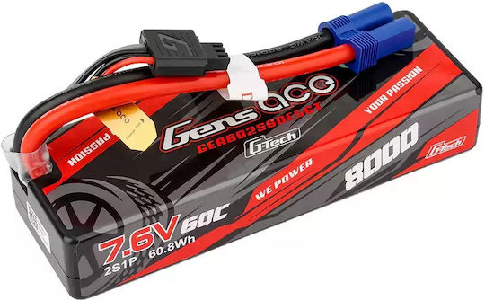 Gens Ace G-tech Батерия Li-Po 7.6V 8000mAh 60C 2S EC5 за RC Превозно Средство