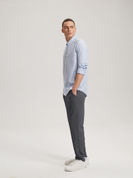 Diverse Πουκάμισο Μακρύ Μανίκι Prm Linen White-blue