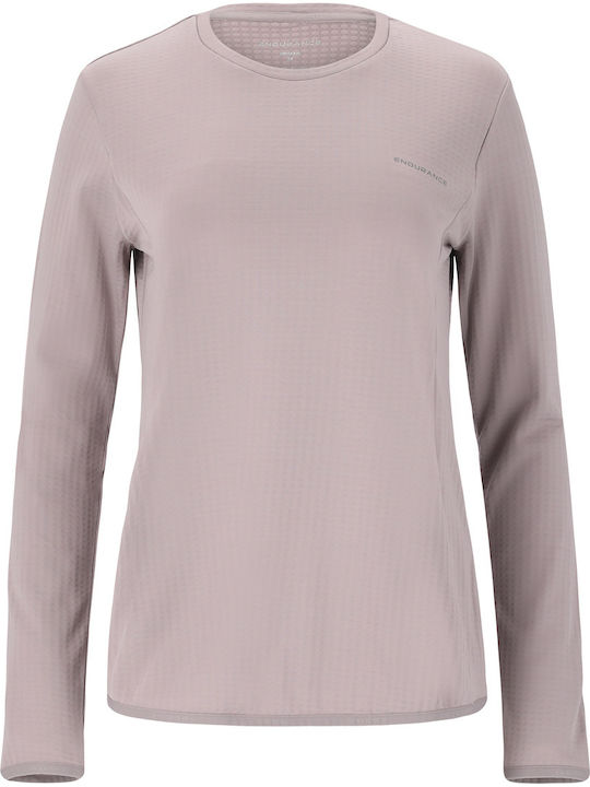 Endurance Bluza L S Leah Waffle Melange Fit Loose Culoare Gri Gull