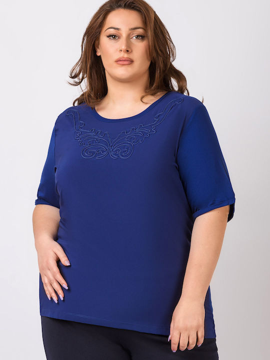 Große Größen Damenbluse Avery Blau Plusgröße