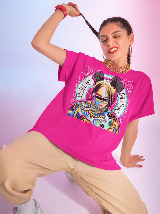 Billie Eilish Street Art T-shirt mit Apfelgrün