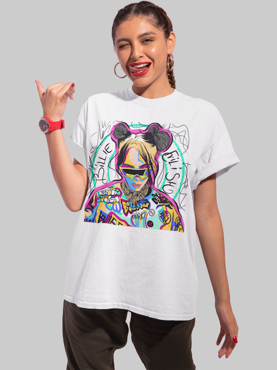 Billie Eilish Street Art T-shirt mit Apfelgrün