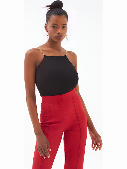Schwarzes Cropped Top mit Goldener Kette – Sexy Look Für Abendveranstaltung One Size Schwarzes Cropped Top mit Goldener Kette – Sexy Look Für Abendveranstaltung One Size