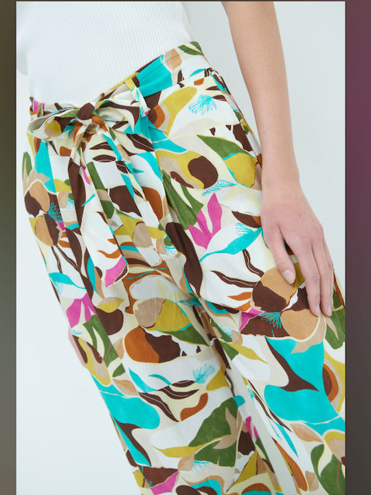 Pantaloni Dama Imprimeu Maro-albastru deschis