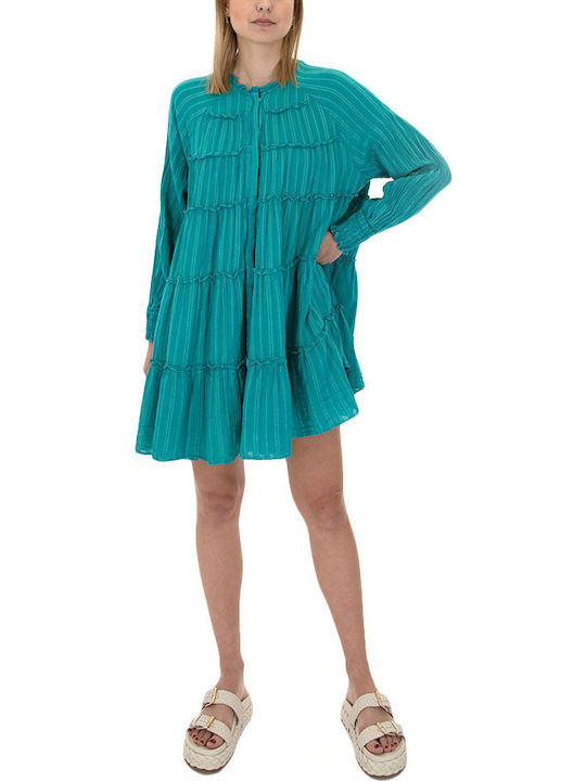 August Resortwear Longsleeve Mini Dress Women August Πρασινο S23a5160-emerald