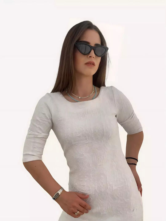 Μίνι Άσπρο Φόρεμα Slim Fit