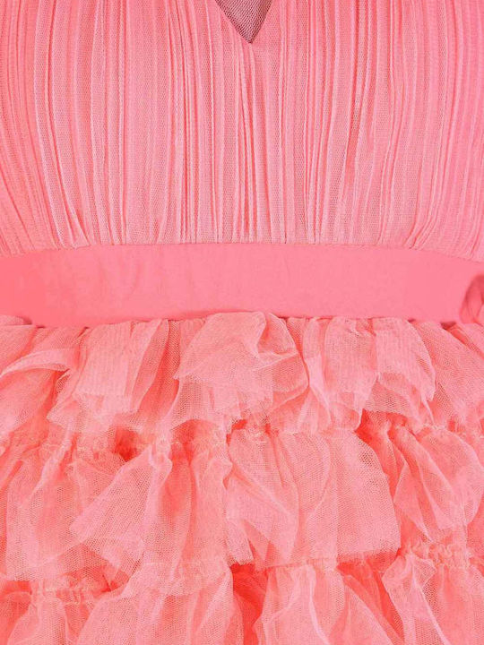Coral Evening Tulle Dress Coral