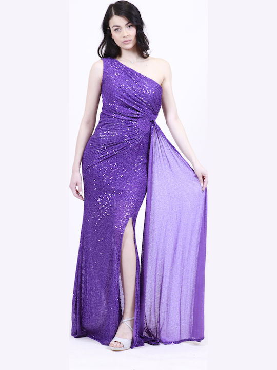 Aleya Long Dress Purple 520 Μωβ Γυναικειο Φορεμα