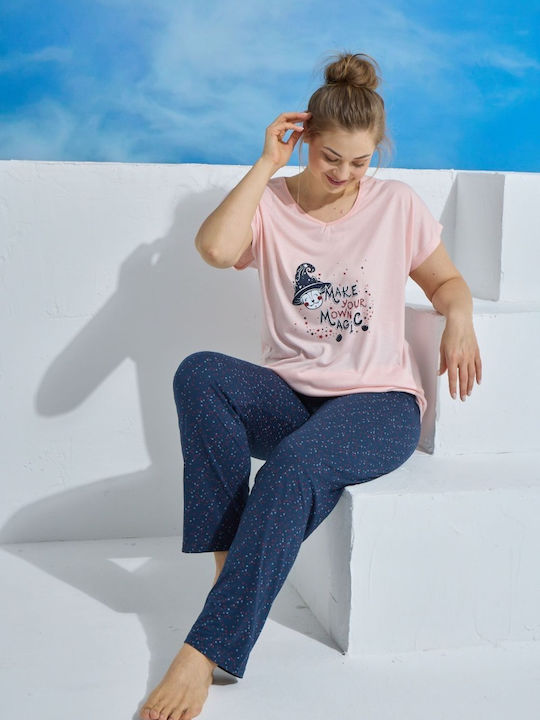 Pijamale Dama Plus Size Pijamood Magic Viscoză Albastru Marin Închis Pijamale Dama Plus Size Pijamood Magic Viscoză Albastru Marin Închis