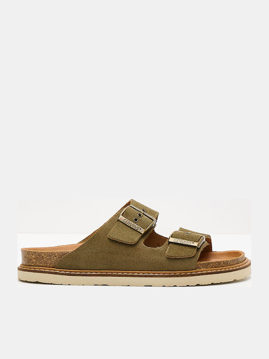 Genuins Sandale Casual Damă Din Piele Suede Verde Gen Hawaii Velour Kaki