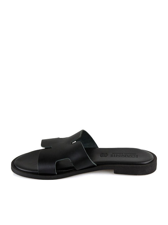 Black Leather Handmade Flat Sandal Design