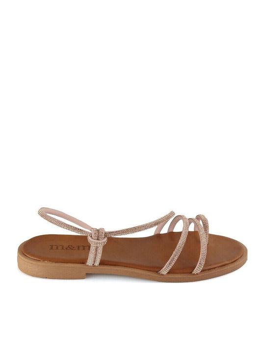 Bronze Leather Handmade Flat Sandal Strass