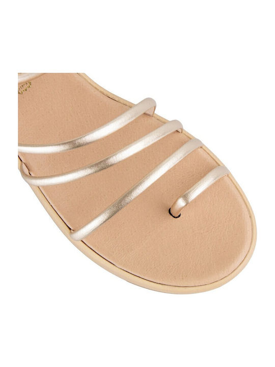 Gold Leather Handmade Flatform Sandal