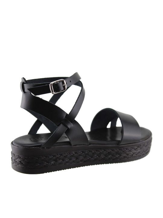 Milanos Γυναικεία Πέδιλα Flatforms Δέρμα 311 Μαύρο