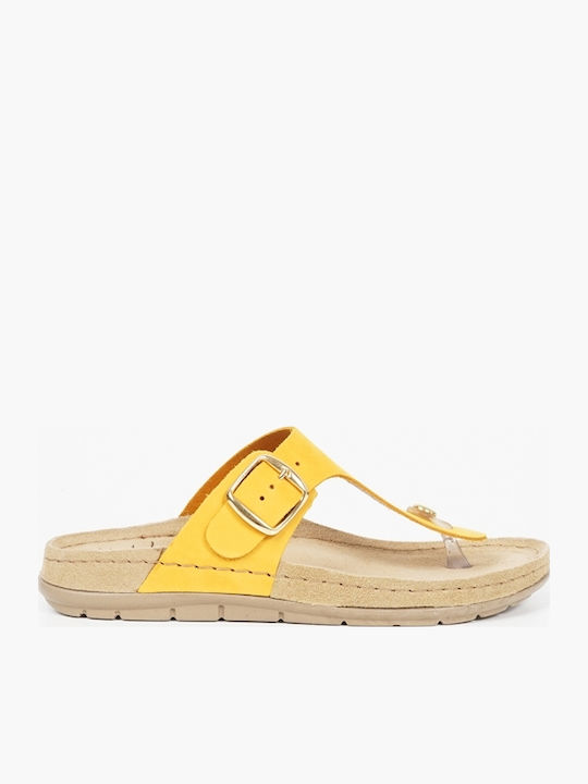 Women's Leather Sandals Yellow 19221
