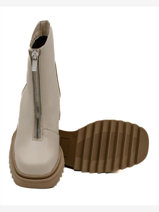 Women's Leather Ankle Boots Aeros 1-594-22501-29 Off White White_off