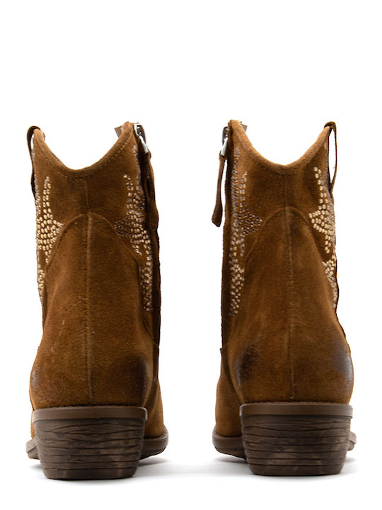 Divine Follie Suede Leather Ankle Boots Women Divine Follie Καφε Χρυσο Dvn-gaia7-cuoio-s