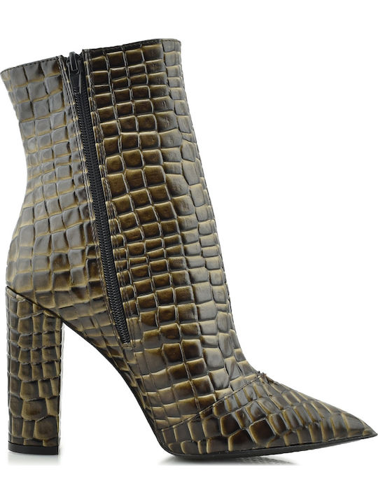 Aris Tsoubos Designer Braune Kroko Stiefeletten