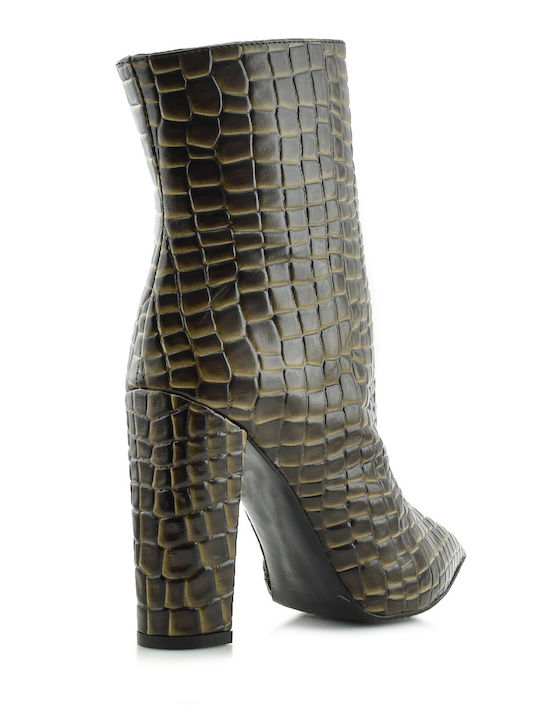 Aris Tsoubos Designer Braune Kroko Stiefeletten