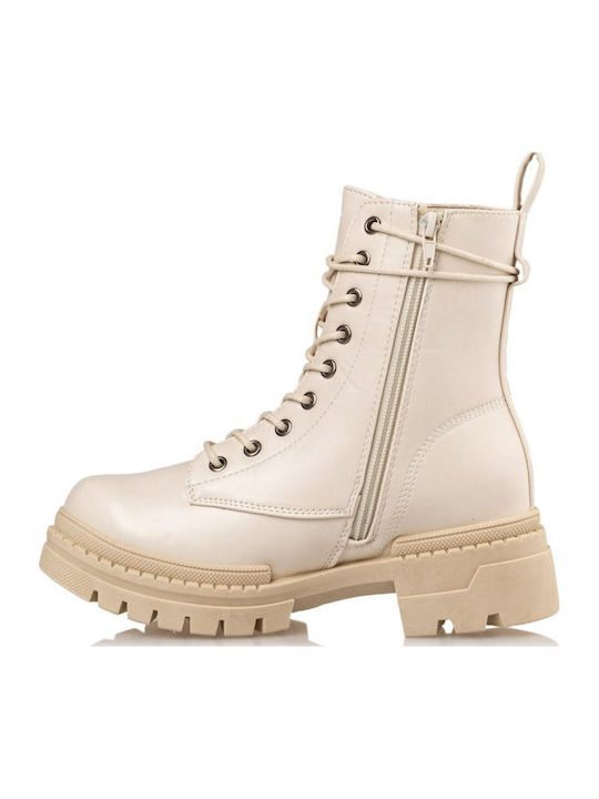 Women's Combat Boots Venini V53-16360 V53-16360-36 Beige
