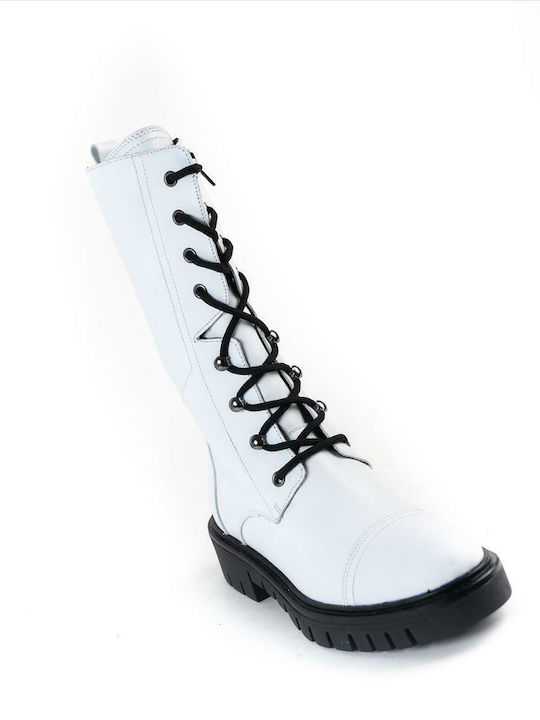 Ghete dama de piele Mia Firenze 4212 Nausica Alb