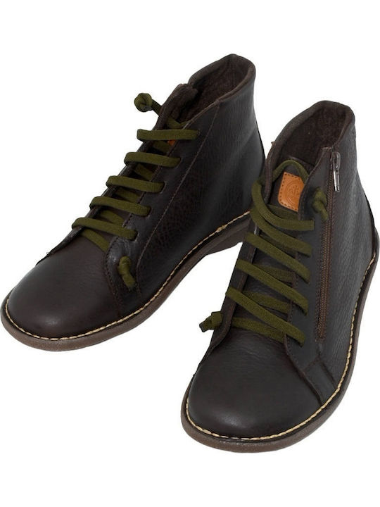 Leder Casuals Stiefeletten Atxa 21066 Burgundisch