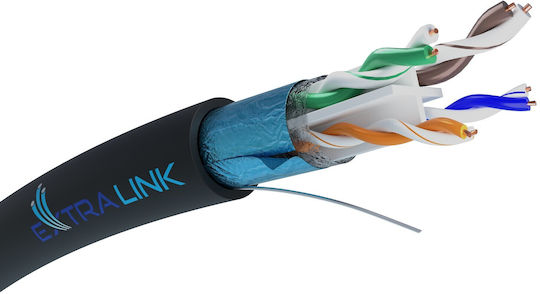 Extralink F/FTP Cat.6 (Gigabit) Καλώδιο Δικτύου Ethernet χωρίς ακροδέκτες 305m Μαύρο