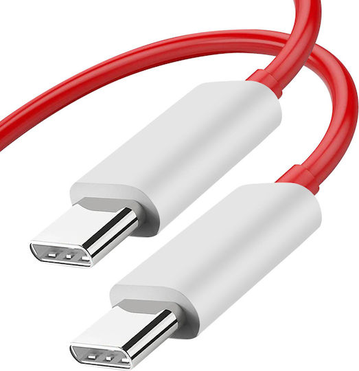 OnePlus Warp Charge Flat USB 2.0 Cable USB-C male - USB-C 65W Κόκκινο 1m C203A Bulk