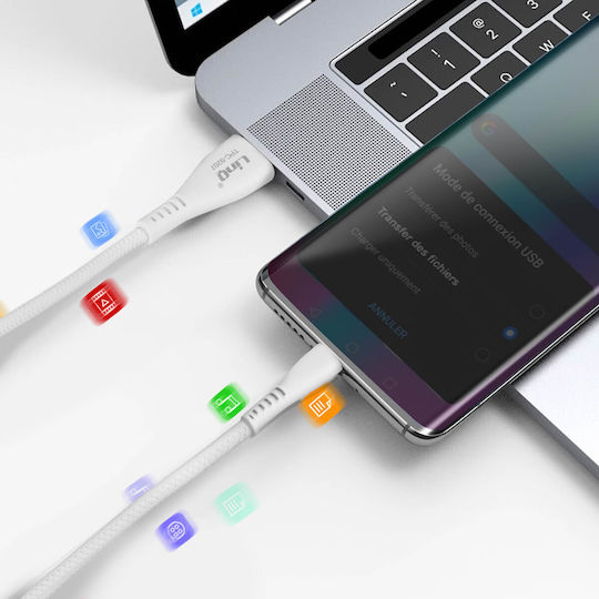 Linq USB auf USB-C 15W Ladeübertragung Geflochtenes Nylon 1m Weiß