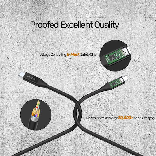 Unitek USB 4 Video Cable USB-C Male - USB-C PD Black 0.8m