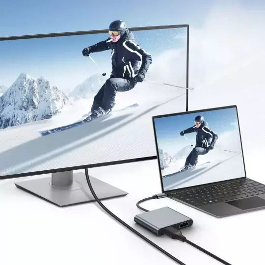 Tech-Protect Μετατροπέας USB-C male σε HDMI 2x female Γκρι 1τμχ