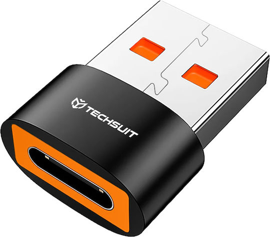 Techsuit Μετατροπέας USB-A male σε USB-C female 1τμχ