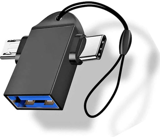 Techsuit Μετατροπέας USB-A male σε USB-C / micro USB 2x male 1τμχ