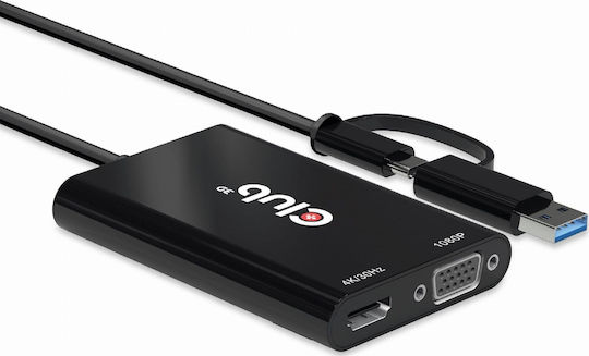 Club3D Μετατροπέας USB-A / mini DisplayPort male σε DVI-I female 1τμχ CAC-1130-A