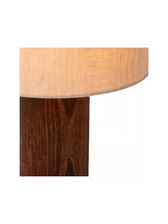Lucide Lightning Table Lamp for Socket E14 with Beige Shade and Brown Base