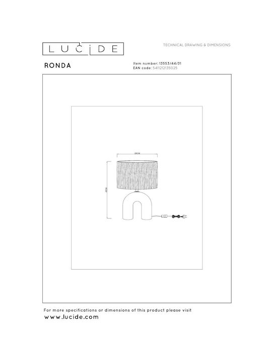 Lucide Lightning Πορτατίφ για Ντουί E27 με Μπεζ Καπέλο και Λευκή Βάση