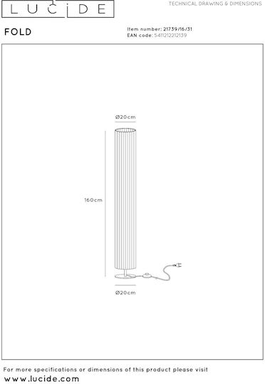 Lucide Lightning Fold Φωτιστικό Δαπέδου με Ντουί για Λαμπτήρα E27 Λευκό