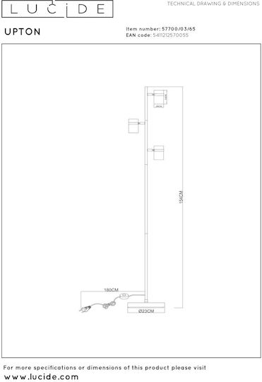 Lucide Lightning Upton Stehleuchte mit Fassung für Lampe GU10 Gray
