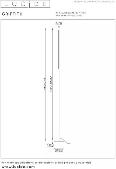 Lucide Lightning Griffith LED Floor Lamp with Adjustable White Light Bronze