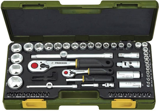 Proxxon Set Ratchet 1\4" & 1\2" 65pcs