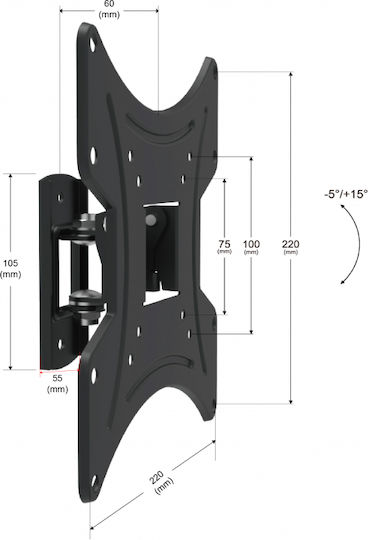 Art CV-30 Wall TV Mount up to 42" and 30kg Black