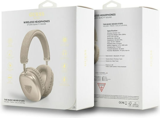 Guess Saffiano Fără fir / Cu fir Over Ear Căști și Încărcare Rapidă Gold