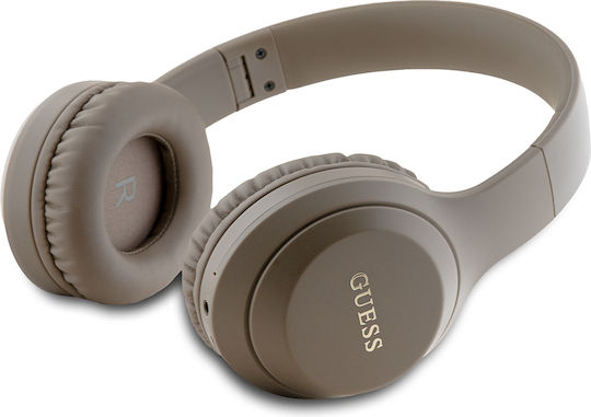 Guess Classic Silver Logo Bluetooth Stereo Headphone Ασύρματα Bluetooth On Ear Ακουστικά Καφέ