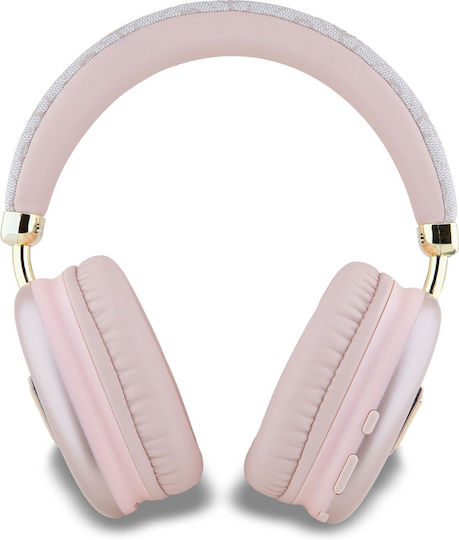 Guess Triangle Logo Wireless Wired Over Ear Headphones with 32 Hours Playing Time Pink