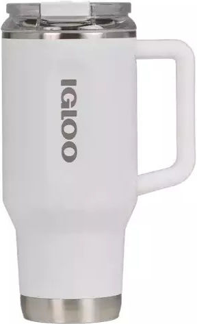 Igloo Becher mit Griff Thermosflasche Kunststoff 946ml WHITE mit Stroh und Handgriff