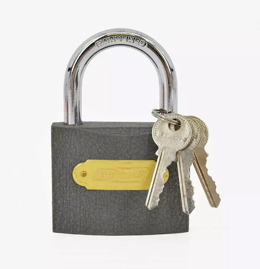 AWTools Padlock Brass with Key 63mm Gray 1pcs