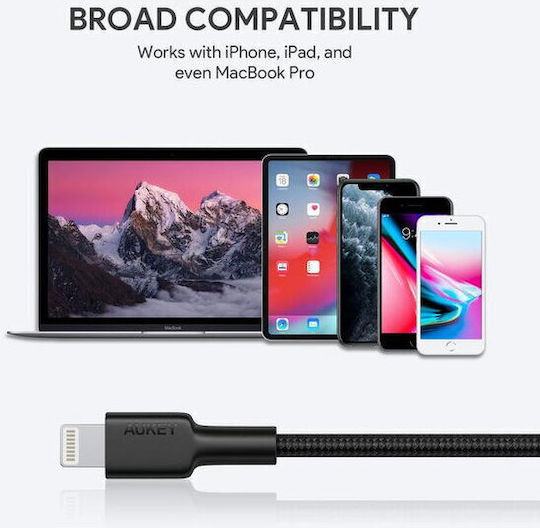 Aukey CB-CL02 Regular la Cablu Lightning Negru 2m (KBAAUKUSB0062)