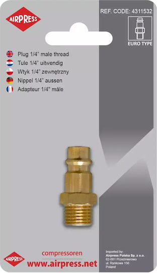 Stub-pipe 1/4 Inch Exterior 10 Bar Airpress Pneumatic Elements Fittings