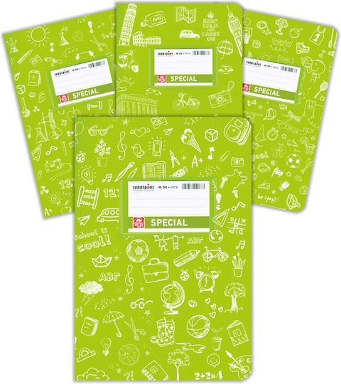 Typotrust School Notebook Ruled B5 50 Paper Sheets Doodles Green (Various Designs or Colours)